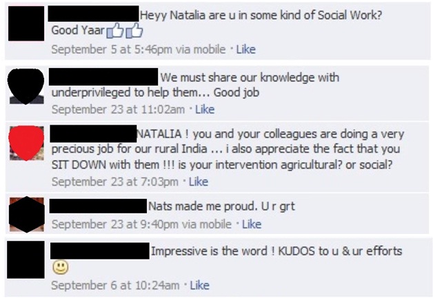 Sample Facebook Comments of admirers